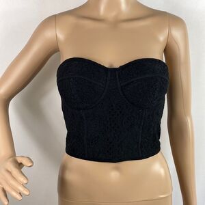 Guess black lace zip up bustier size S